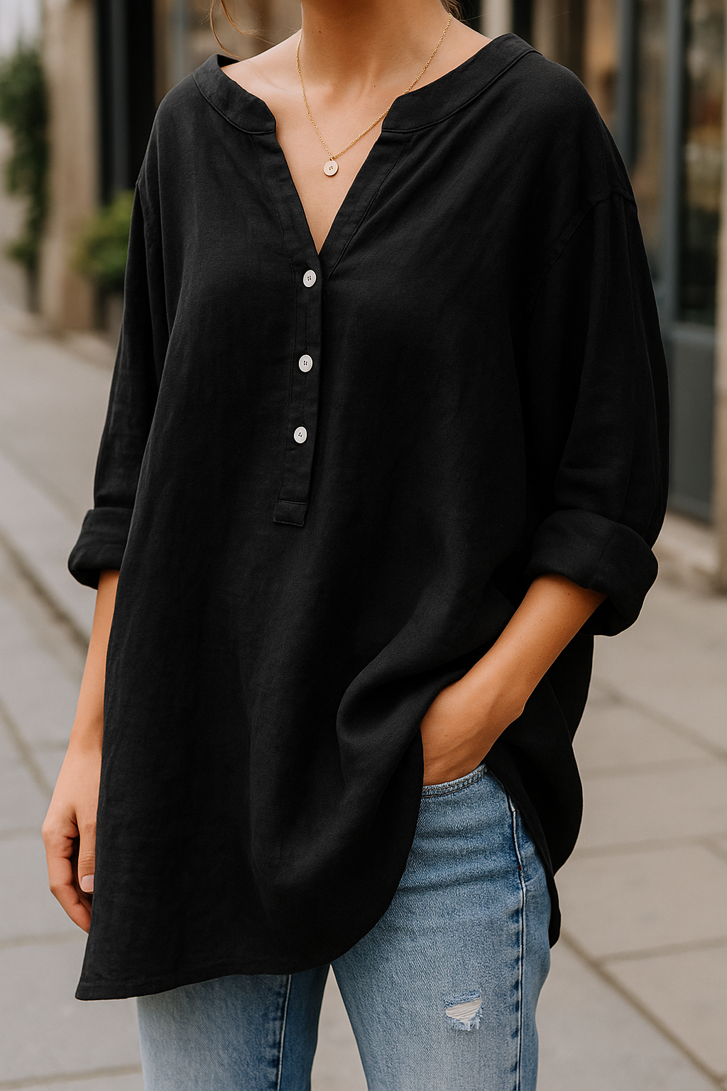 Katoen-Linnen Blouse